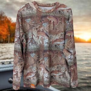 Guy Harvey Fish Camouflage All Over Print AOP hunt fish M Long Sleeve Shirt Camo